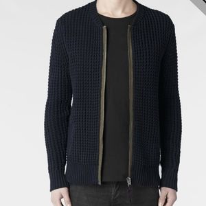 AllSaints Cashmere Knit Bomber Sweater XS - Charcoal Grey